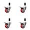 Service Caster 3'' Red Poly Swivel 1-3/8'' Expanding Stem Caster Set Total Lock Brake, 4PK SCC-EXTTL20S314-PPUB-RED-138-4 - alternate 1